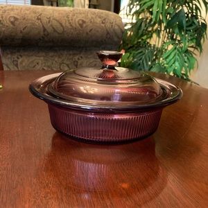 Vintage Corning Pyrex Visions Vison ware cranberry 24oz Cranberry casserole dish